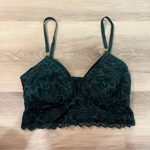 Aerie Dark Green Floral Lace Bralette